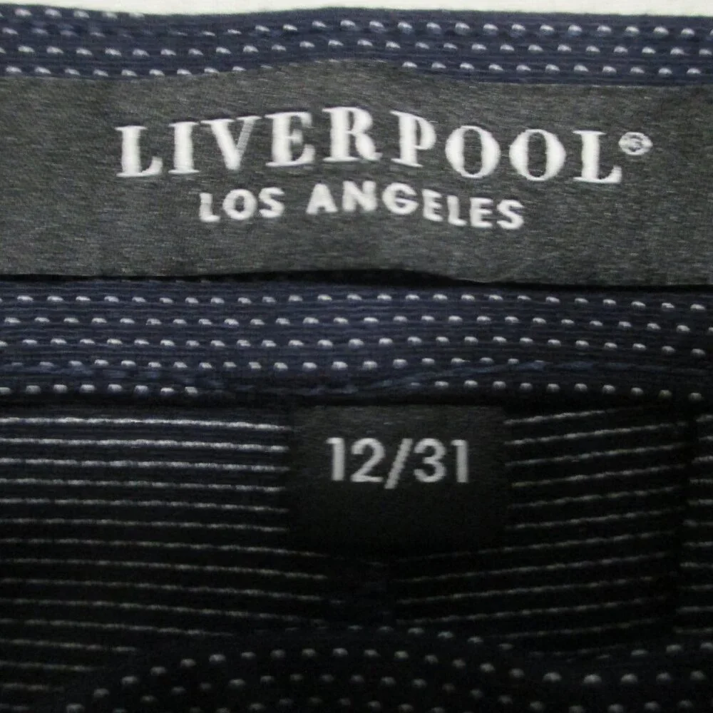 Liverpool pants elastic banded waist, pockets and stretch, navy w/dots size 12 - Picture 2 of 8